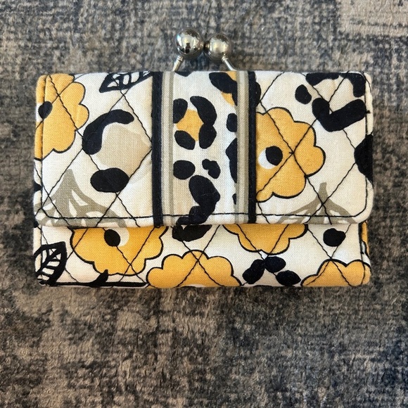 Vera Bradley Handbags - Vera Bradley Yellow and Black Floral Quilted Wallet